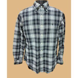 Ralph Lauren Mens Black Plaid Flannel Shirt Medium